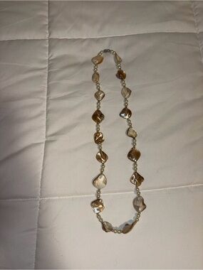 Elegant Brown Shell & Pearl Bead Necklace - Women's Jewelry